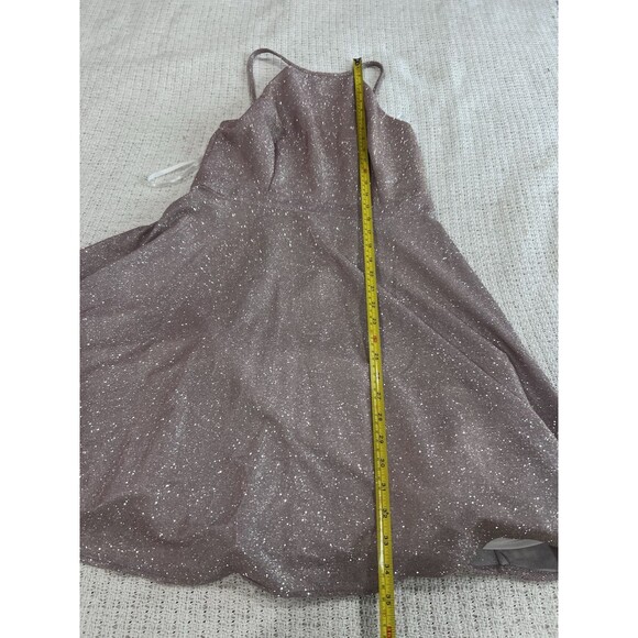 Xscape Halter Neck Metallic Pink Cocktail Dress Prom Formal Sz 8 Open Back - Picture 10 of 12